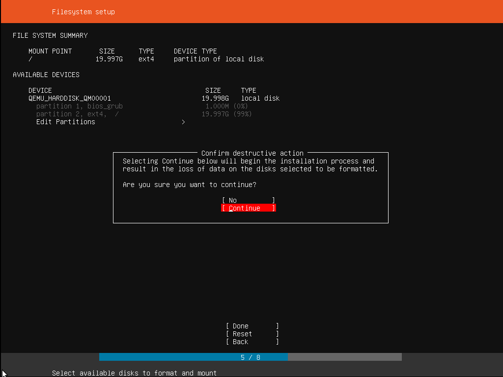 The Ubuntu Server installation process